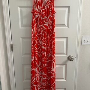 London Times Red and White Floral Maxi Dress